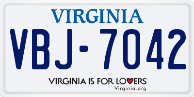 VA license plate VBJ7042