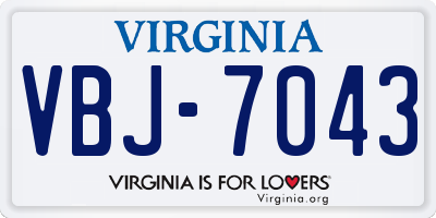 VA license plate VBJ7043
