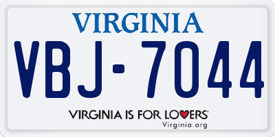 VA license plate VBJ7044