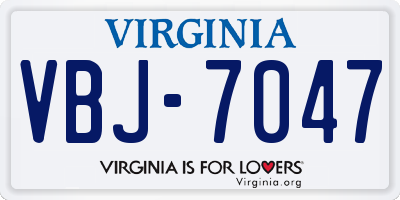 VA license plate VBJ7047
