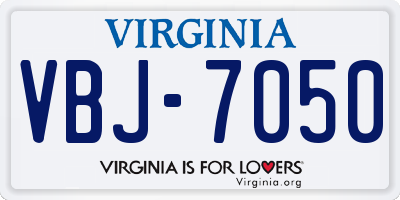 VA license plate VBJ7050