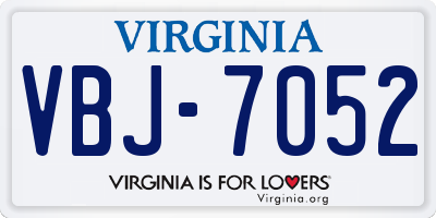 VA license plate VBJ7052