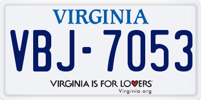 VA license plate VBJ7053