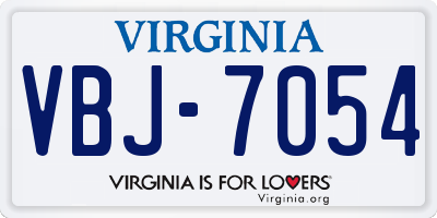 VA license plate VBJ7054