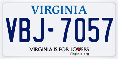 VA license plate VBJ7057