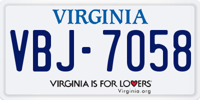 VA license plate VBJ7058