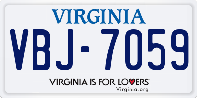 VA license plate VBJ7059