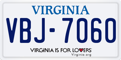 VA license plate VBJ7060