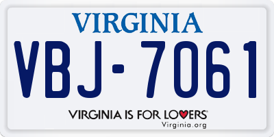 VA license plate VBJ7061