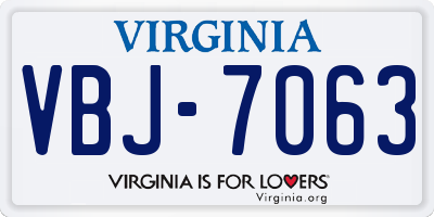 VA license plate VBJ7063