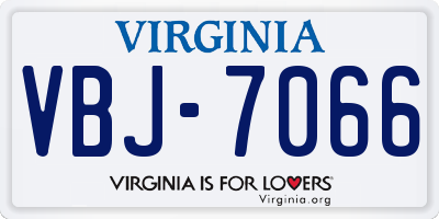 VA license plate VBJ7066