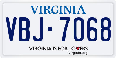 VA license plate VBJ7068