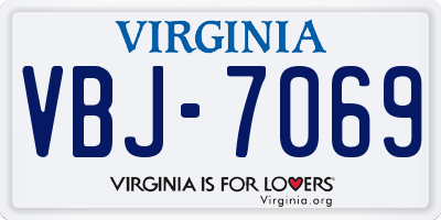 VA license plate VBJ7069