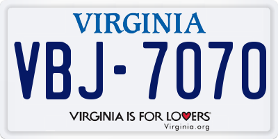VA license plate VBJ7070