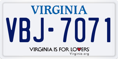 VA license plate VBJ7071