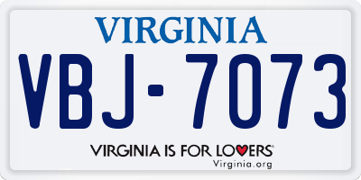 VA license plate VBJ7073