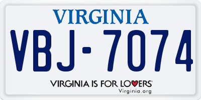 VA license plate VBJ7074