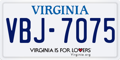 VA license plate VBJ7075