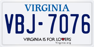 VA license plate VBJ7076