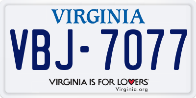 VA license plate VBJ7077
