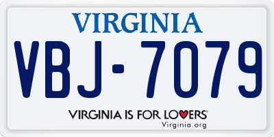 VA license plate VBJ7079