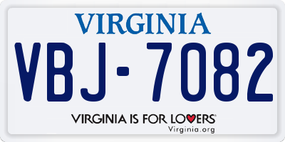 VA license plate VBJ7082