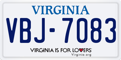 VA license plate VBJ7083