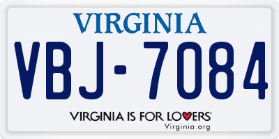 VA license plate VBJ7084