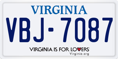 VA license plate VBJ7087