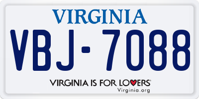 VA license plate VBJ7088