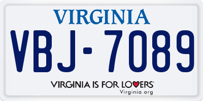 VA license plate VBJ7089