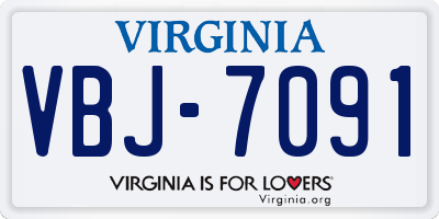 VA license plate VBJ7091