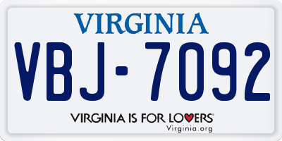 VA license plate VBJ7092