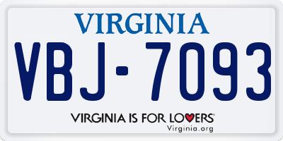 VA license plate VBJ7093