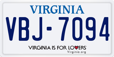 VA license plate VBJ7094