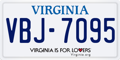 VA license plate VBJ7095