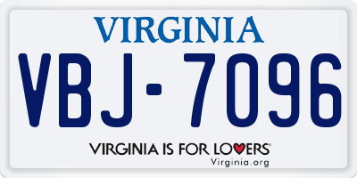 VA license plate VBJ7096