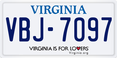 VA license plate VBJ7097