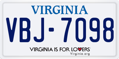 VA license plate VBJ7098