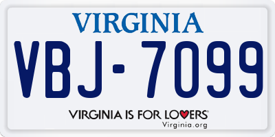 VA license plate VBJ7099