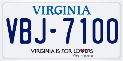 VA license plate VBJ7100