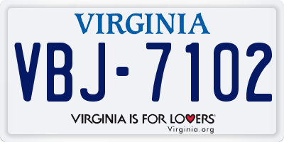 VA license plate VBJ7102