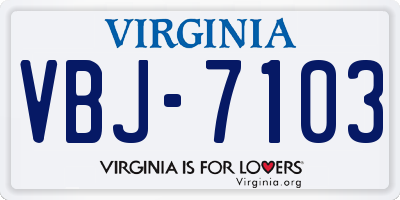 VA license plate VBJ7103