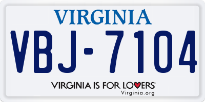 VA license plate VBJ7104