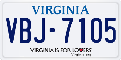 VA license plate VBJ7105