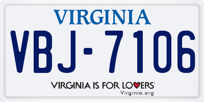 VA license plate VBJ7106