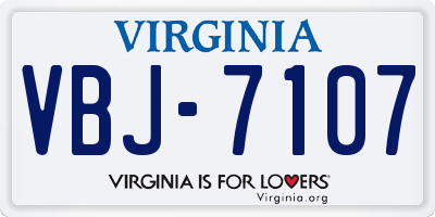 VA license plate VBJ7107