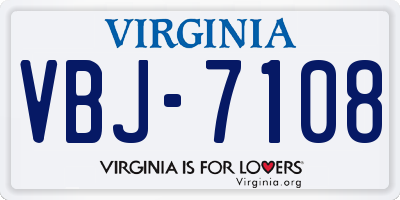VA license plate VBJ7108