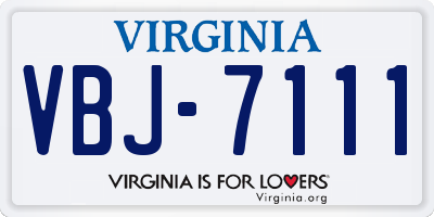VA license plate VBJ7111