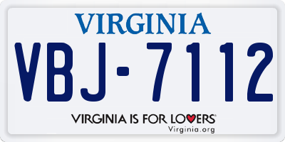 VA license plate VBJ7112
